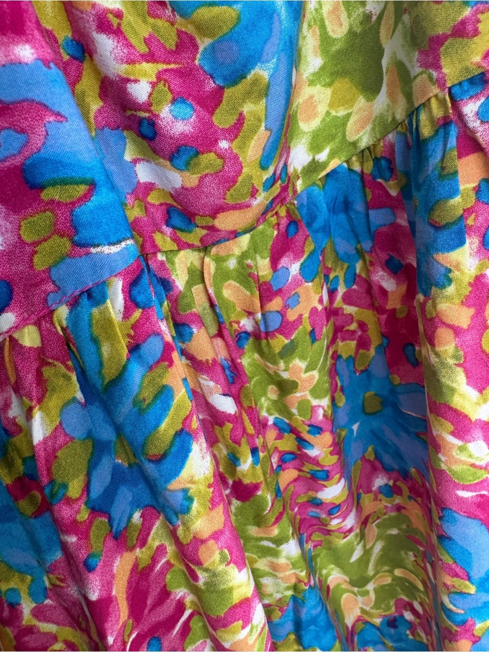 NATURAL LIFE Vivid Floral Spaghetti-Strap Babydoll Dress in Blue, Green & Pink - Picture 5 of 7